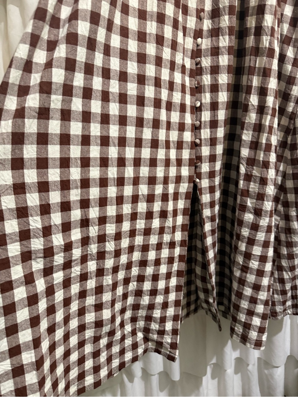 Petal & Pup Robinson Brown and White Gingham Button-Front Midi Dress - Picture 4 of 16